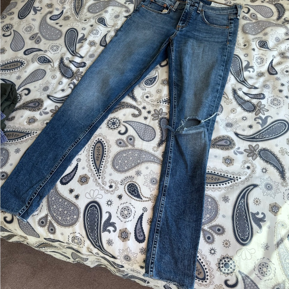 rag & bone Distressed Blue Skinny Jeans